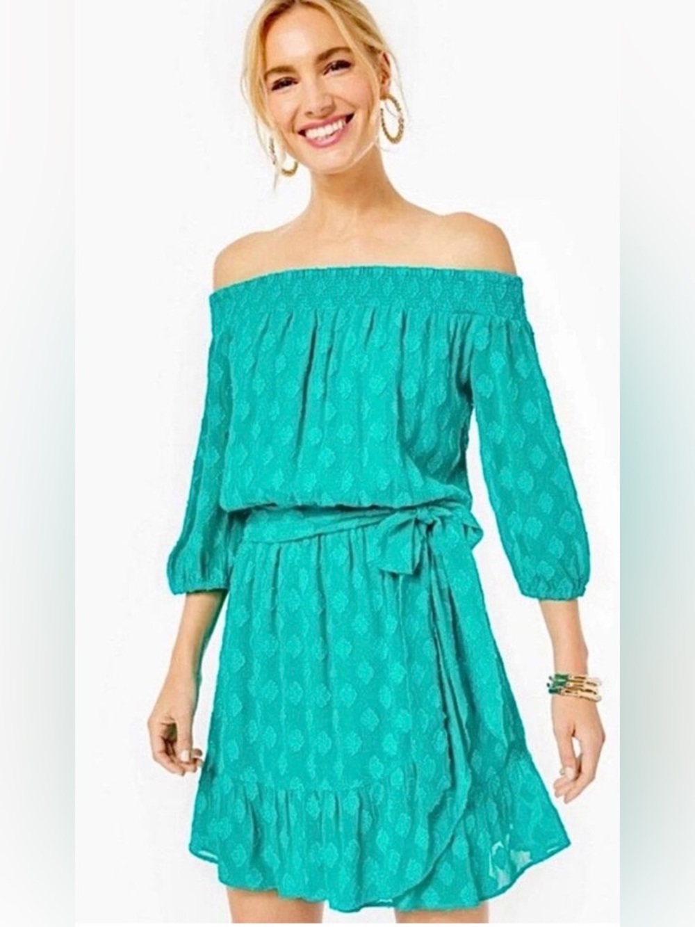 Lilly Pulitzer Off-Shoulder Rochelle Dress/ Romper Size XXS - Missing Sash Belt